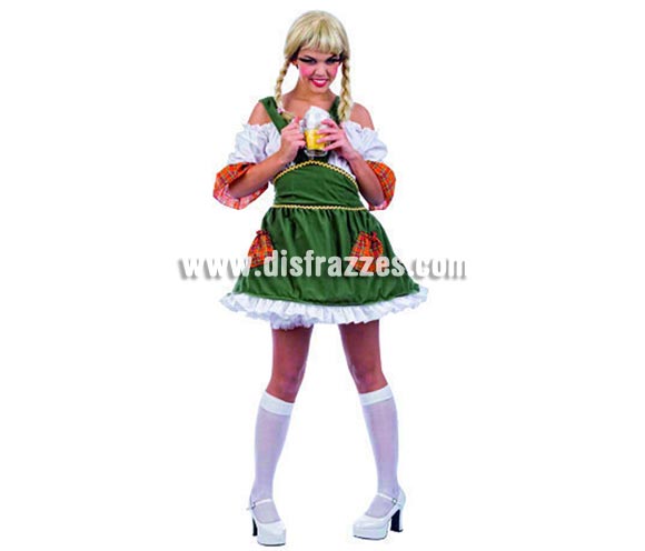 Disfraz de Tirolesa Deluxe para mujer. Alta calidad, hecho en España. Disponible en varias tallas. Incluye camisa y falda. Disfraz de Chica de la Cerveza.