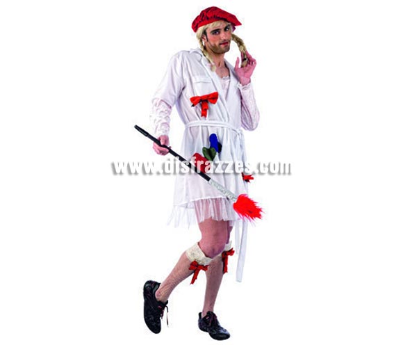 Disfraz de Pintora Deluxe para hombre. Alta calidad, hecho en España. Disponible en varias tallas. Incluye vestido, lazos para las piernas, pincel y gorro. Peluca NO incluida, podrás encontrar pelucas en la sección de Complementos.
