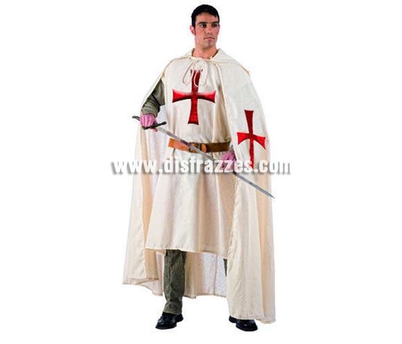 Disfraz de Caballero Templario Deluxe para hombre. Alta calidad, hecho en España. Disponible en varias tallas. Incluye túnica, capa, pantalón y cinturón. Espada NO incluida, podrás encontrar espadas en la sección de Complementos. Este difraz de Templario es ideal para fiestas o ferias medievales.