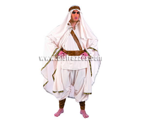 Disfraz de Lawrence de Arabia deluxe para hombre. Alta calidad, hecho en España. Disponible en varias tallas. Incluye camisa,  capa, pantalón, cinturón, turbante y cinta.