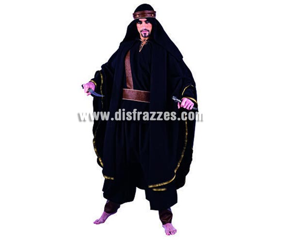 Disfraz de Lawrence de Arabia en negro Deluxe para hombre. Alta calidad, hecho en España. Disponible en varias tallas. Incluye camisa,  capa, pantalón, cinturón, turbante y cinta. Espadas NO incluidas, podrás encontrar espadas en la sección de Complementos.