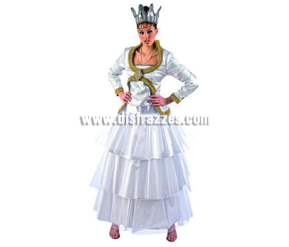 Disfraz de Reina de las Nieves Deluxe para mujer. Alta calidad, hecho en España. Disponible en varias tallas. Incluye chaqueta, corpiño, falda y corona. Gargantilla NO incluida.