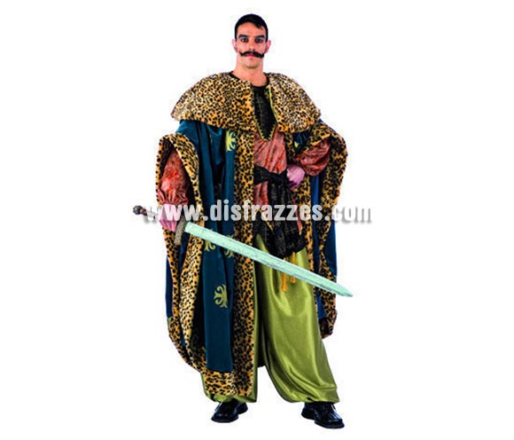 Disfraz de Rey Medieval Capa Verde Deluxe para hombre. Alta calidad, hecho en España. Disponible en varias tallas. Incluye casaca, capa, pantalón y cinturón. Espada NO incluida, podrás encontrar espadas en la sección de Complementos. 