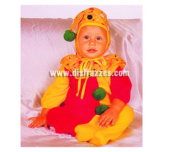 Disfraz de Payaso para bebés de 0-6 meses. Incluye saquito y gorro.