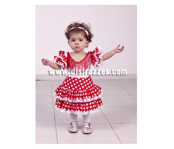 Disfraz de Flamenca Rojo para niñas de 1-2 años. Incluye vestido.