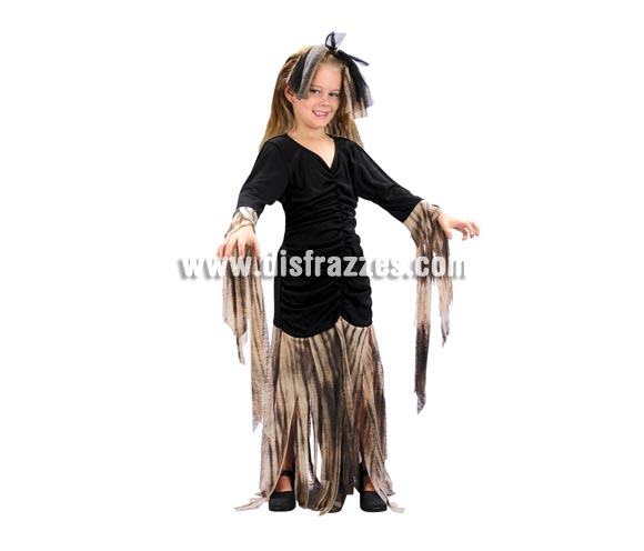 Disfraz de Zombie para niñas de 7-9 años. Incluye vestido y tocado.
