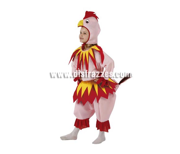 Disfraz de Gallina Rosa para niñas de 3 a 4 años. Incluye pantalón, camisa y gorro.