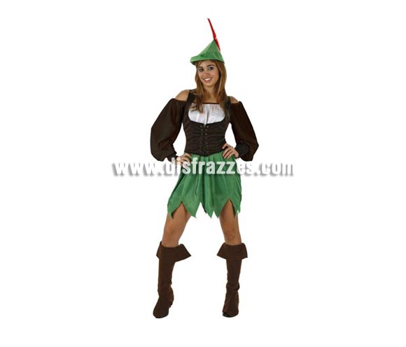 Disfraz de Mujer de los Bosques para adulta. Talla Standar M-L = 38/42.Incluye vestido, cubrebotas, y gorro.