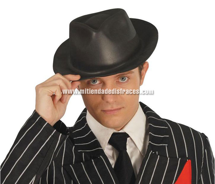 Sombrero Ganster de latex negro.