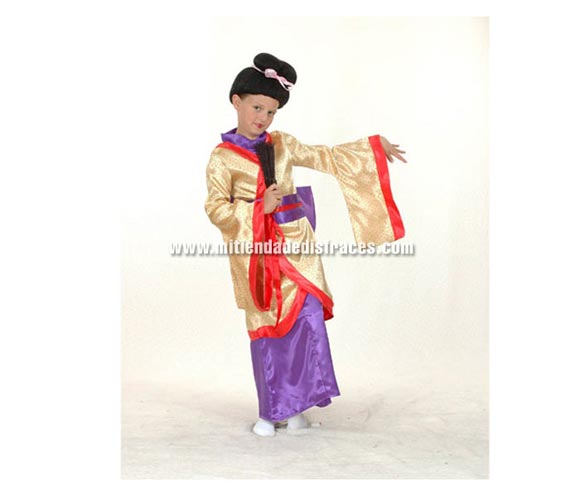 Disfraz de Geisha niña talla de 10 a 12 años. Incluye vestido y cinturón. Peluca NO incluida, podrás verla en la sección de Pelucas.
