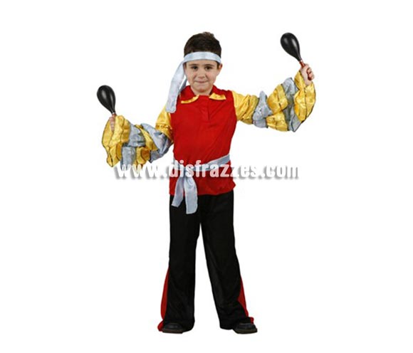 Disfraz de Brasileño, Caribeño o Rumbero para niños de 3-4 años. Incluye camisa, pantalón, cinturón y cinta de la cabeza. Maracas NO incluidas, podrás encontrar maracas en la sección de Complementos.