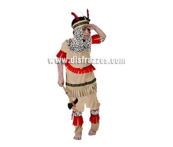 Disfraz de Indio Piel Roja para niños de 3-4 años. Incluye camisa, pantalón y tocado. Hacha NO incluida, podrás encontrar hachas en la sección de Complementos.