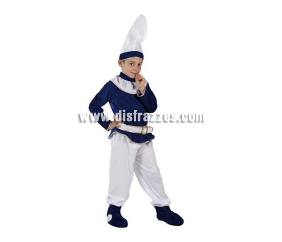 Disfraz de Enano Azul para niños de 3-4 años. Incluye gorro, camisa, pantalón, cinturón y botas. Para jugar a ser un Pitufo.
