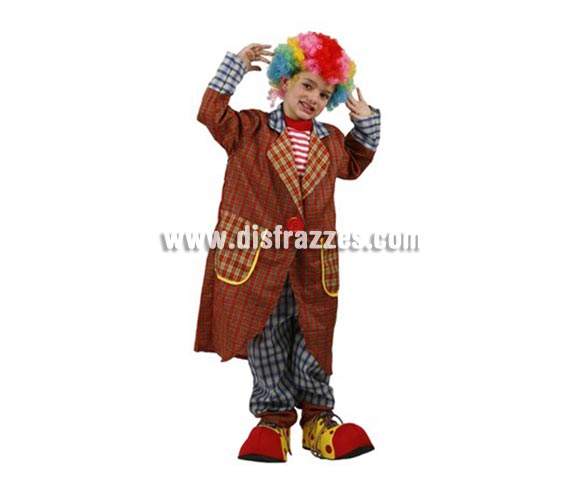 Disfraz de Payaso Elegante para niños de 10-12 años. Incluye pantalón, camisa y abrigo. Peluca y zapatones NO incluidos, podrás encontrarlos en la sección de Complementos.