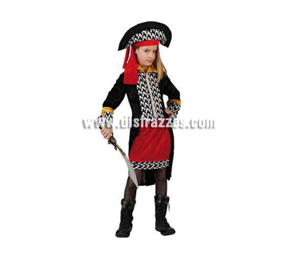 Disfraz de Pirata para niñas de 10-12 años. Incluye vestido y sombrero. Espada y botas NO incluidas, podrás encontrar espadas en la sección de Complementos.