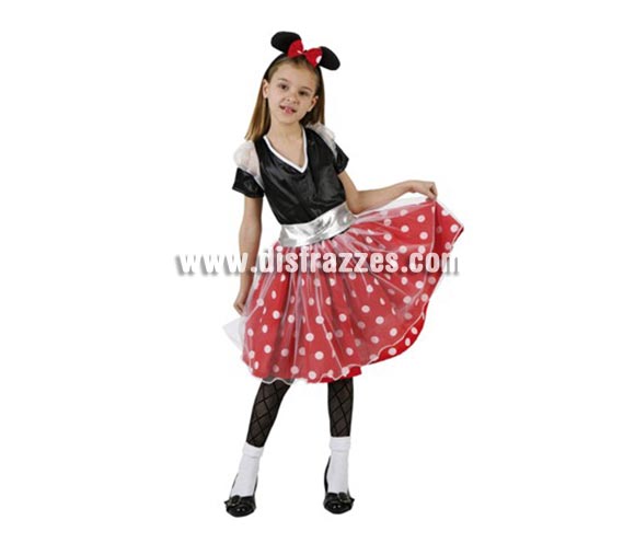 Disfraz de Ratoncita Lunares para niñas de 7-9 años. Incluye vestido y diadema.