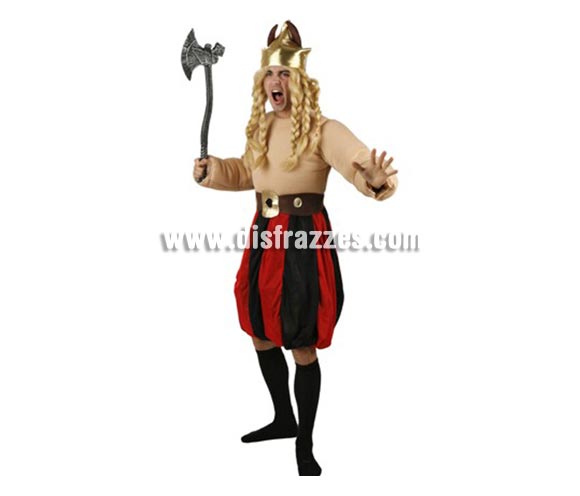 Disfraz de Galo Rojo/Negro para hombre. Talla 2 ó talla standar M-L = 52/54. Incluye mono, cinturón y gorro. Hacha y peluca NO incluida, podrás encontrar hachas y pelucas en la sección de Complementos.