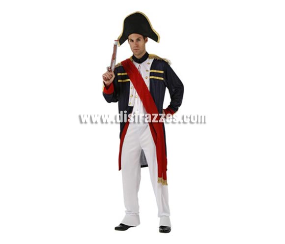 Disfraz de Soldado Francés para hombre. Talla Standar M-L = 52/54. Incluye traje y sombrero. Trabuco No incluido, podrás encontrar en la sección de Complementos.