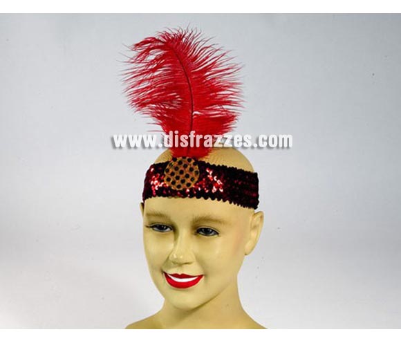 Cinta del pelo Charlestón de color rojo. También nos las piden mucho para Despedidas de Soltera, por llevar algún Complemento gracioso.