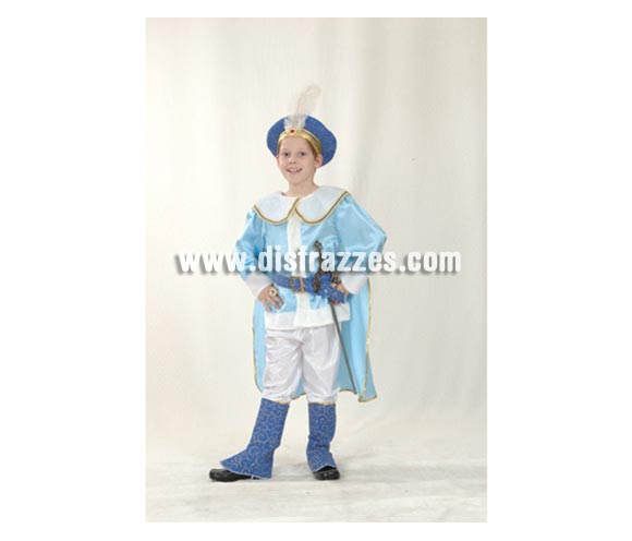 Disfraz de Príncipe Azul infantil para Carnaval. Talla de 7 a 9 años. Incluye sombrero con pluma, camisa, capa, cinturón, pantalón y cubrebotas. Éste disfraz es perfecto para Carnaval y como regalo en Navidad, en Reyes Magos, para un Cumpleaños o en cualquier ocasión del año. Con éste disfraz harás un regalo diferente y que seguro que a los peques les encantará y hará que desarrollen su imaginación y que jueguen haciendo valer su fantasía. 
¡¡Compra tu disfraz para Carnaval o para regalar en Navidad o en Reyes Magos en nuestra tienda de disfraces, será divertido!!
