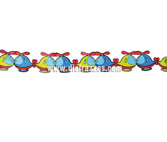Guirnalda infantil de Helicópteros de papel fantasía de 13 x 400 cm. Queda genial cuando decoras una Fiesta infantil con éste tipo de Guirnalda.