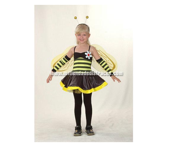 Disfraz de Hada Avispa Económico talla de 7 a 9 años. Incluye vestido, alas, tocado y manguitos. También disfraz de Abeja o Abejita.