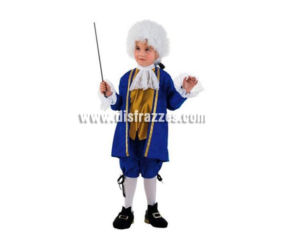 Disfraz de Opera para niños de 9-11 años. Incluye chaqueta, camisa con chorrera, cubrepies y pantalón. Peluca y varita No incluida, podrás encontrar pelucas y varitas en la sección de Complementos. OFERTA LIQUIDACIÓN DE STOCK. Precio Super - rebajado!!!