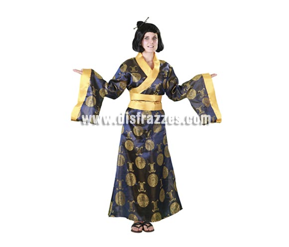 Disfraz de China de lujo para mujer. Talla standar M-L = 38/42. Incluye kimono y cinturón. Un disfraz genial para ir de China o de Gheisa en Carnavales.