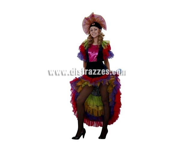 Disfraz de Salsa talla S para mujer. Talla S = 34/36. Incluye vestido y tocado del pelo. Disfraz de Caribeña, Rumbera o Brasileña para mujer.