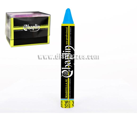 Lápiz o Barra de maquillaje de 11 cm. y 15 gr. de color azul claro. Artículo de Maquillaje ideal para caracterizarte en Carnaval, en Halloween o en cualquier fecha del año que tengas ocasión para ir de Fiesta.