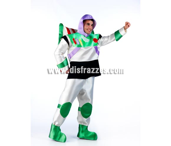 Disfraz de Buzz para hombre. Disponible en varias tallas. Incluye gorro, camisa, pantalón, cubrebotas y alas. Disfraces para Grupos, Peñas y Comparsas.