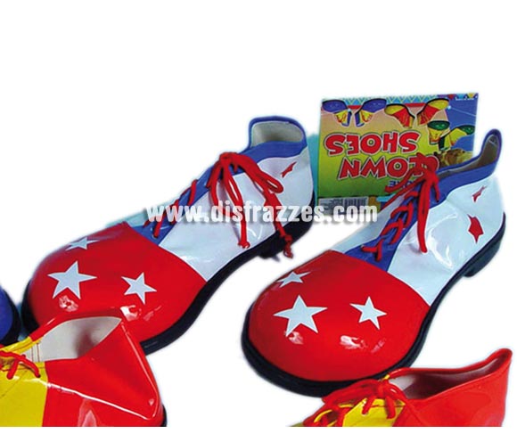 Par de Zapatos o Zapatones de Payaso para mujer de 30cm. con estrellas.