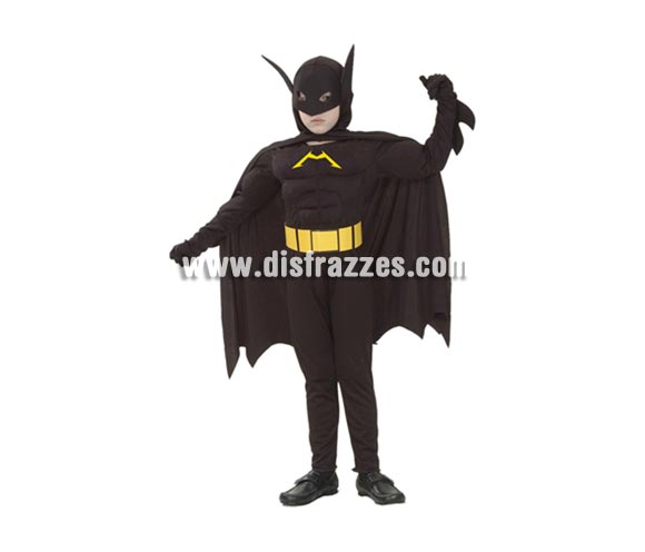 Disfraz de Murciélago Musculoso niño. Talla de 10 a 12 años. Incluye traje completo con capa y máscara. Para jugar a ser Batman y hacer valer su imaginación.