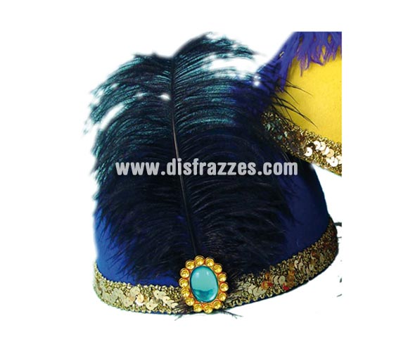 Sombrero Cabaret 17x18,5cm de color azul para Carnaval. Talla universal de adultos.  Ideal también como complemento de tu disfraz de Charlestón.