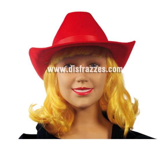 Sombrero Vaquero EVA flocado de color rojo. También se usan para Despedidas de Soltera.