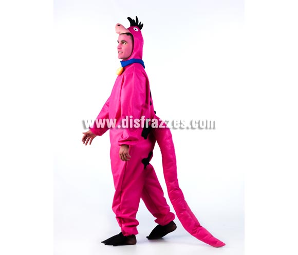 Disfraz de Dino de Los Picapiedra para adultos. Disponible en dos tallas. Incluye capucha y mono completo. Disfraz original y exclusivo perfecto para Peñas, Grupos y Comparsas.