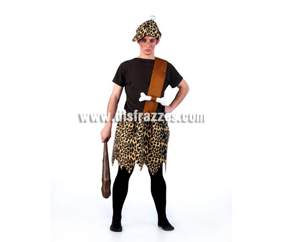 Disfraz de Bam Bam Mármol de los Picapiedra para hombre. Disponible en 2 tallas. Incluye gorrita y pantalón con banda y hueso. Bastón NO incluido, podrás verlo en la sección de Complementos. Éstos disfraces se pueden confeccionar para grupos en tallas para niños, consultar posibilidad y precio por email.