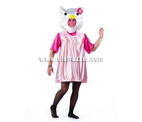 Disfraz de Gatita Blanca para adultos. Disponible en talla Universal de hombre o de mujer. Incluye vestido con mangas y cabeza.