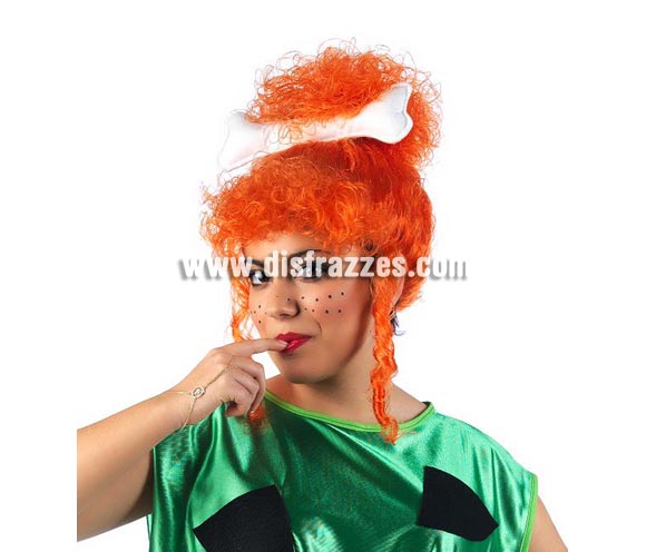 Peluca de Pebbles de Los Picapiedra para mujer. Talla Universal. Hueso NO incluido, el hueso forma parte del disfraz. Perfecta como complemento del disfraz de Pebbles ref. 0395CON.