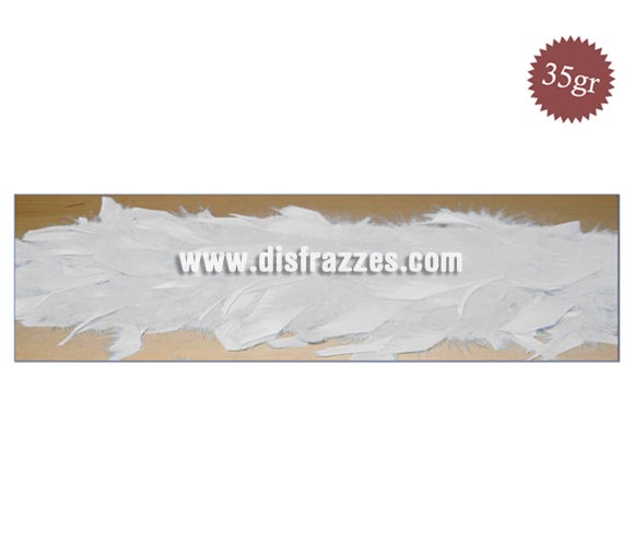 Boa de 35 gr de color blanco 150cm. Ideal para tu disfraz de Charlestón o Caberet. También la suelen pedir para Despedidas de Soltera.