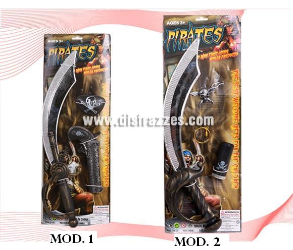 Set Espada de Pirata compuesto por varios artículos. Dos modelos surtidos. Precio por unidad, se venden por separado.