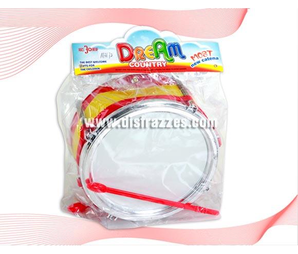 Tambor de 22 cm. de diámetro con 2 palos. Prefecto para tu disfraz de Músico.