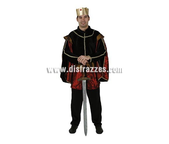 Disfraz de Príncipe o Rey Medieval para hombre. Talla Universal 52/54. Incluye túnica, pantalón y corona. Perfecto para Fiestas o Ferias Medievales.