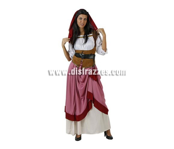 Disfraz de Moza Criada Medieval para mujer. Talla 2 ó talla Standar M-L = 38/42. Incluye tocado, falda, camisa, chaleco y cinturón. Éste traje de Mesonera o Posadera de mujer es perfecto para las Ferias Medievales.