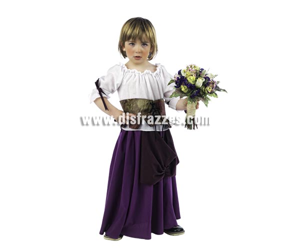 Disfraz de Tabernera Medieval Deluxe para niñas. Alta calidad, hecho en España. Disponible en varias tallas. Incluye vestido, camisa y corpiño. Ramo NO incluido.