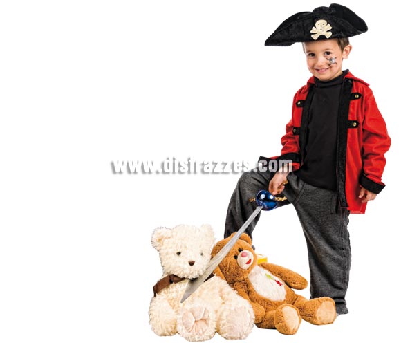 Set de Corsario Deluxe para niño. Alta calidad, hecho en España. Disponible en varias tallas. Incluye casaca y gorro. Espada, pantalón, camisa y ositos NO incluidos, podrás encontrar la espada en nuestra sección de Complementos.