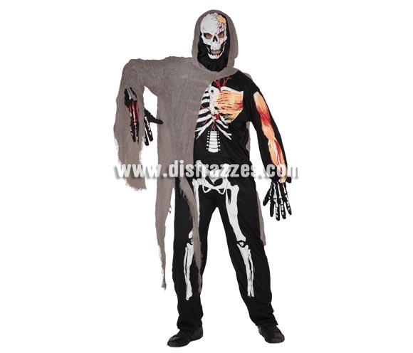 Disfraz barato de Esqueleto para hombre. Talla 3 = XL = 54/58. 
