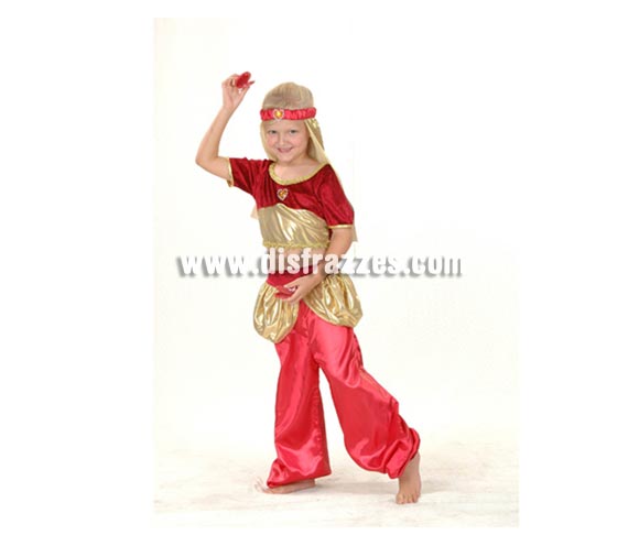 Disfraz de Aladina infantil para Carnavales. Talla de 5 a 6 años. Disfraz de Bailarina Árabe, Danza del vientre. También puede servir como disfraz de Paje Real para teatros de Colegios en Navidad y Reyes Magos. Incluye tocado, top y pantalón. Éste disfraz de Carnaval es ideal para divertirse en las Fiestas de Carnavales tan divertidas y estrambóticas como siempre y que cada vez se celebran en más Pueblos, Villas  y Ciudades, tanto en la calle como en Pubs, Discotecas, Casas particulares, Restaurantes o Colegios y disfrazándote con un traje de Carnaval ayudarás a crear ese ambiente Carnavalesco, tan divertido, multicolor y variopinto que a todos nos fascina y nos divierte.
¡¡Compra tu disfraz para Carnaval en nuestra tienda de disfraces, será divertido!!
