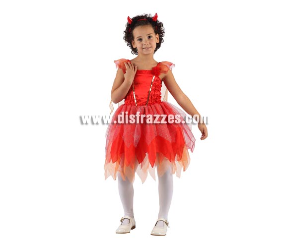 Disfraz de Demonio con tutú para niña. Talla de 3 a 4 años. Precioso disfraz de Diablesa o Diablilla para las peques.