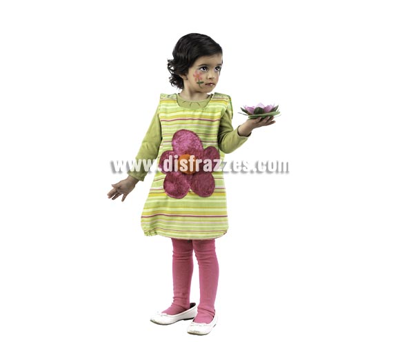 Disfraz de Natura Jardín Deluxe para niñas de 3-5 años. Alta calidad, hecho en España. Incluye vestido y pompero. Flor NO incluida.